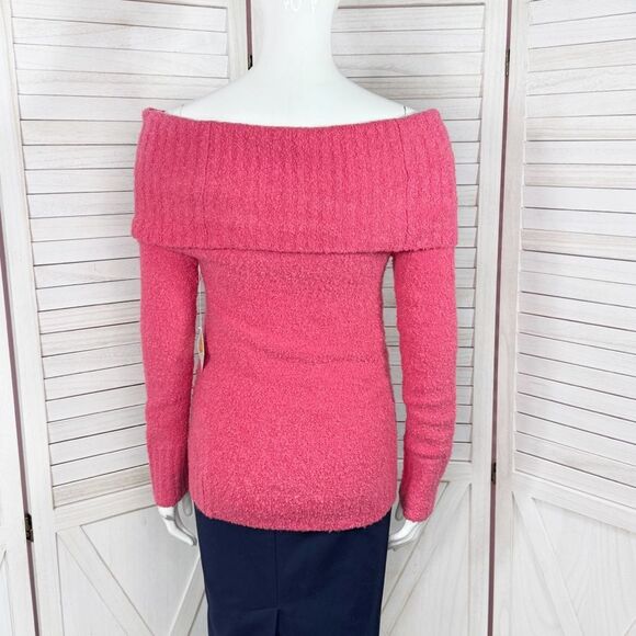 Vtg Victoria’s Secret Boucle Wool Blend Knit Off The Shoulder Sweater Pink XS - Picture 4 of 12